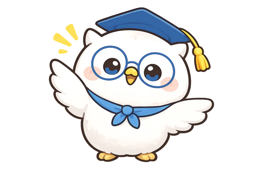 本人に合う出題の基準を案内するまなほーくん