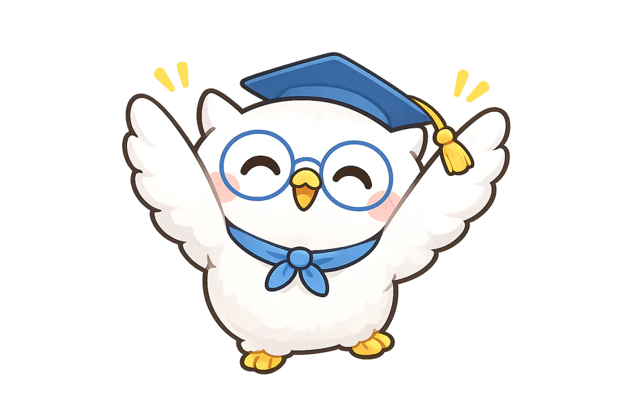 今日できる一問から始めることを応援するまなほーくん